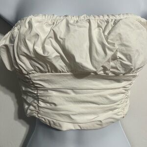 Zara White Ruched Bustier Crop Top